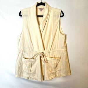 Juicy Couture Linen Blend Wrap Vest Off White Cream Womens Sz XL Classic